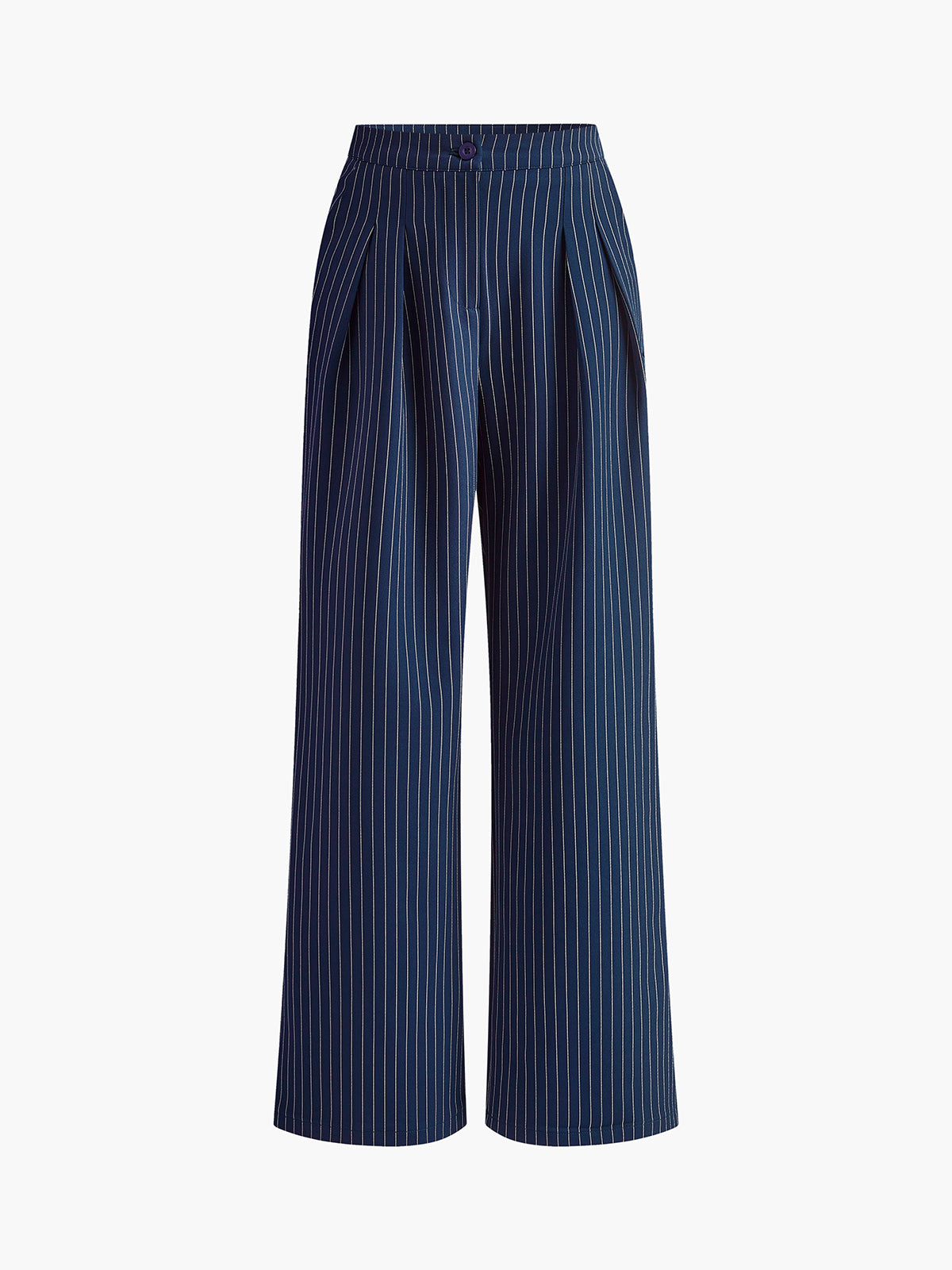 Tailored Pinstripe Pleated Wide-Leg Trousers
