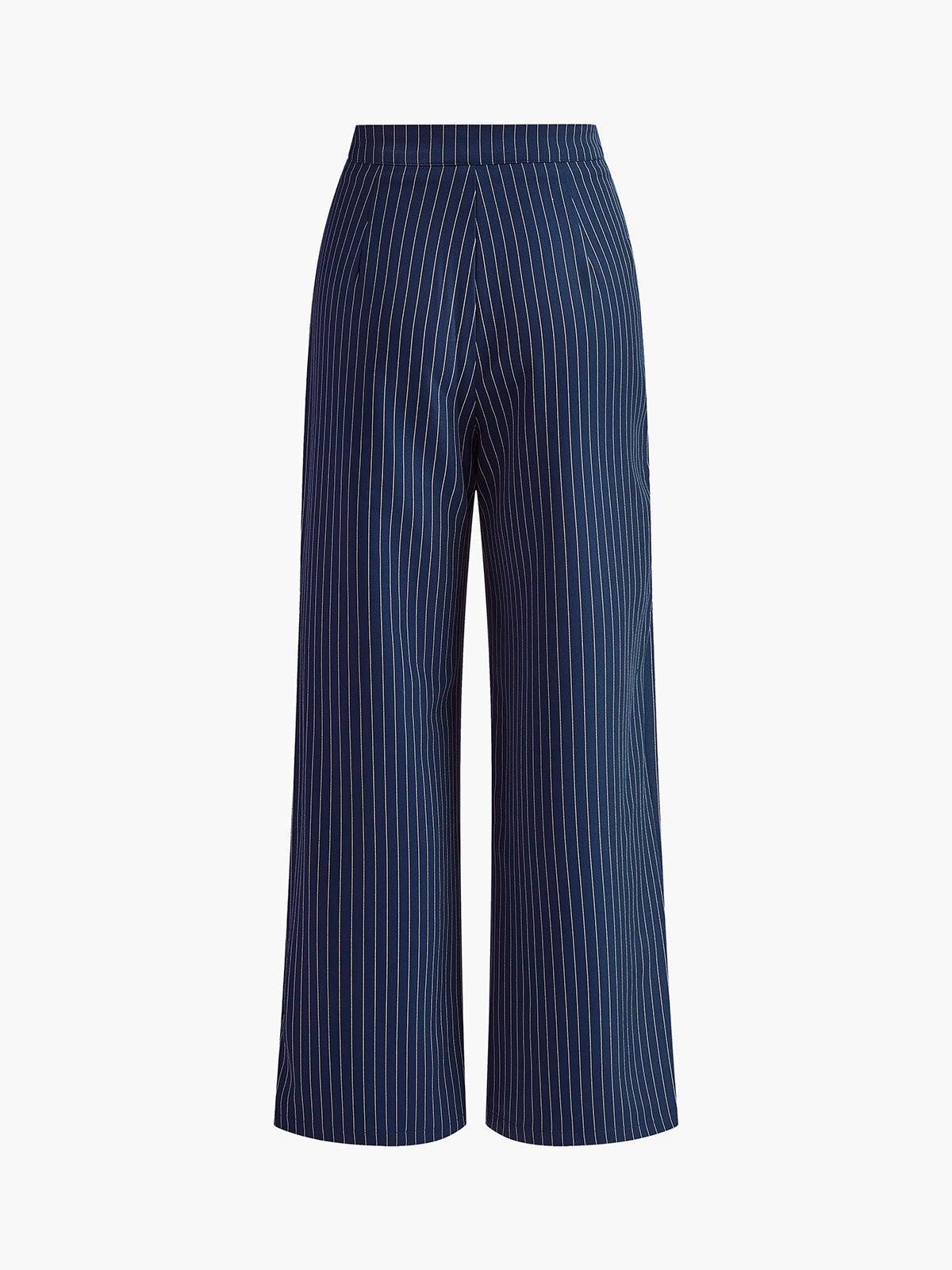 Tailored Pinstripe Pleated Wide-Leg Trousers