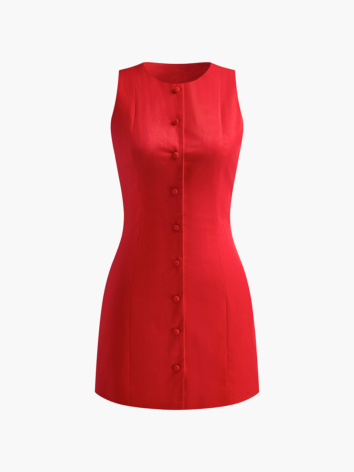 Minimal Button-Front Sleeveless Mini Dress
