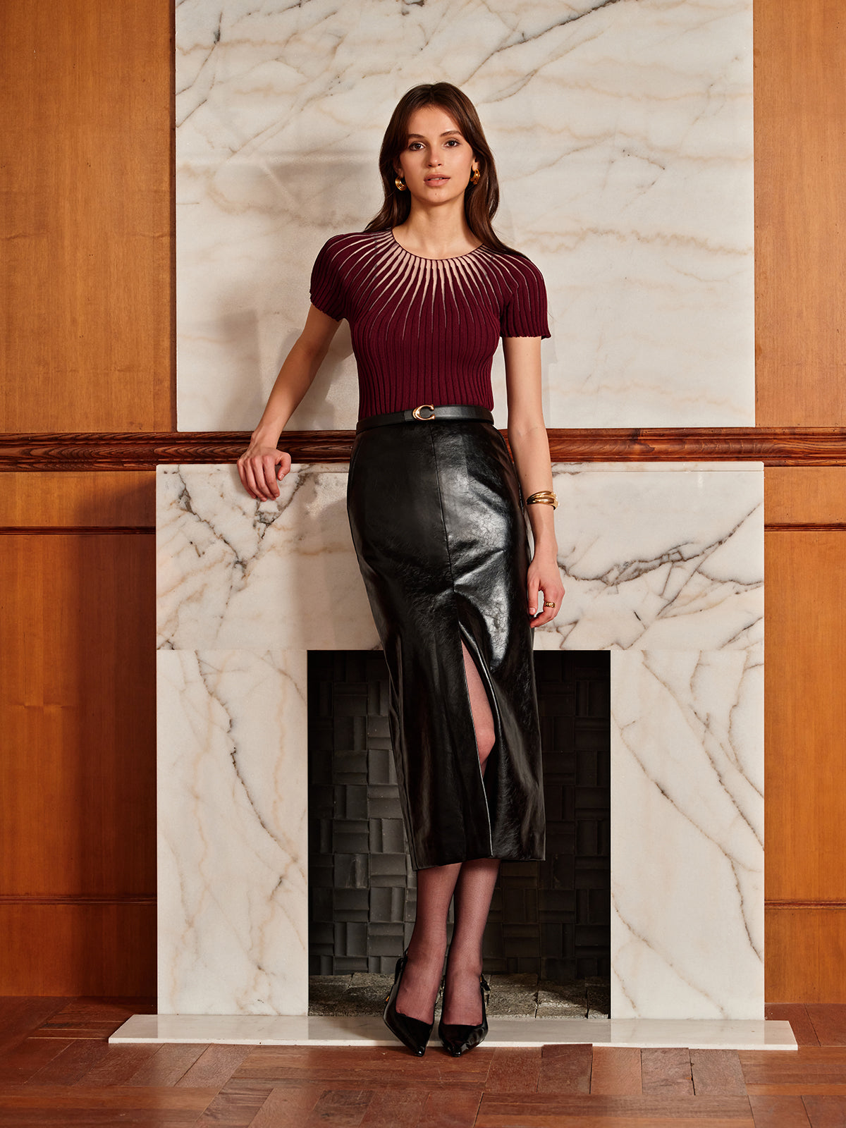 Semi-Sheer Short Sleeve Knit Top