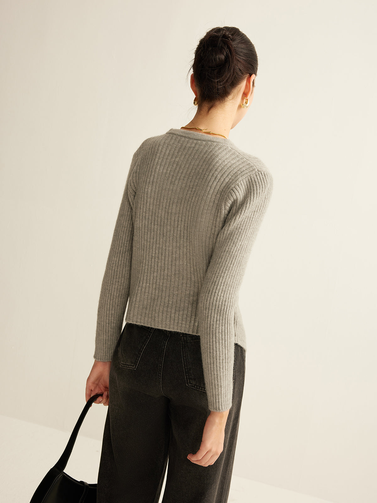 Side-Slit Button Knit Cardigan