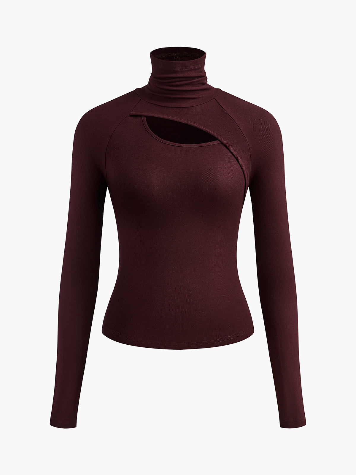 Asymmetric Cut-Out Slinky Turtleneck Top