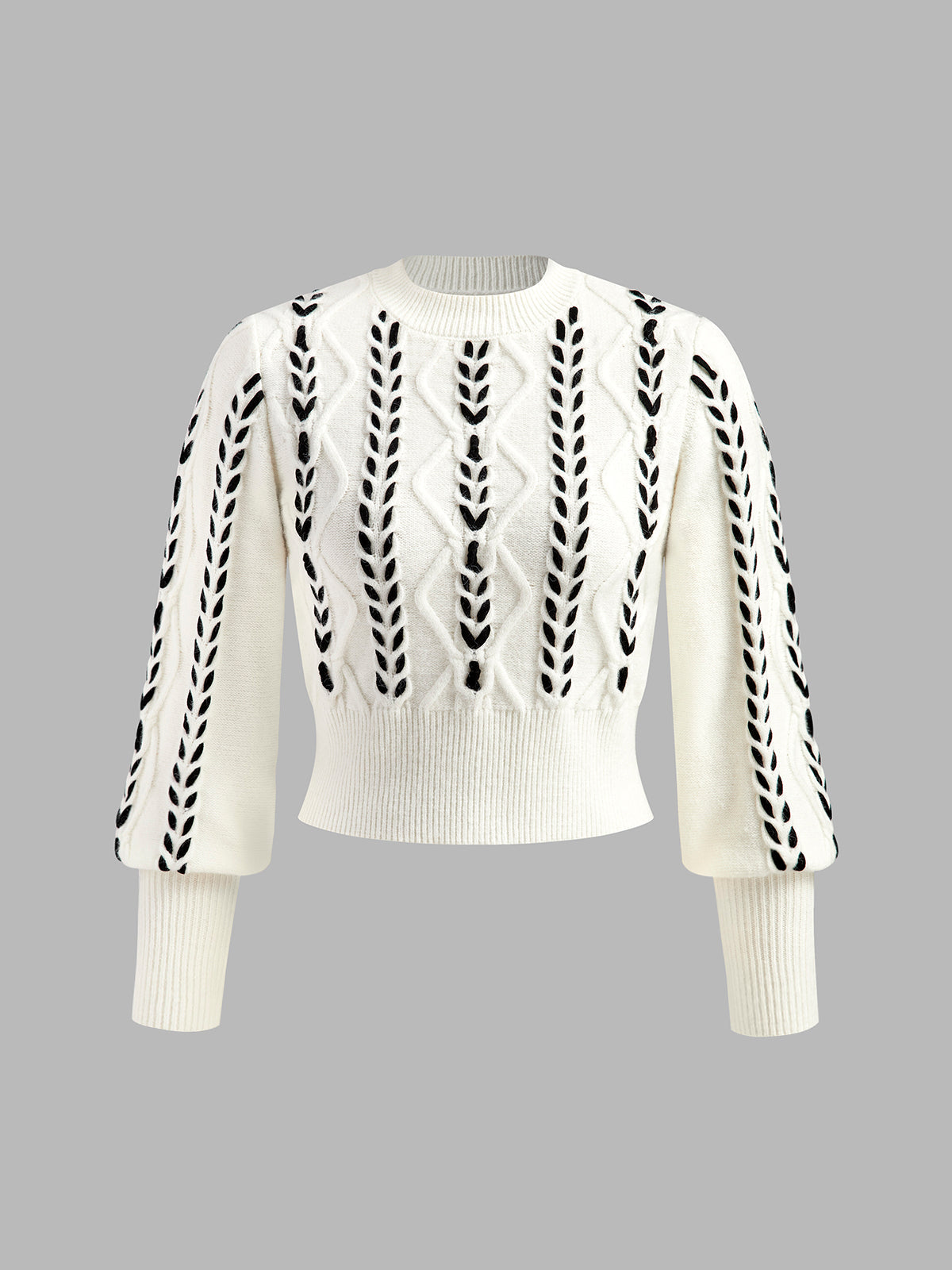 Contrast Trim Cinched Knit Sweater