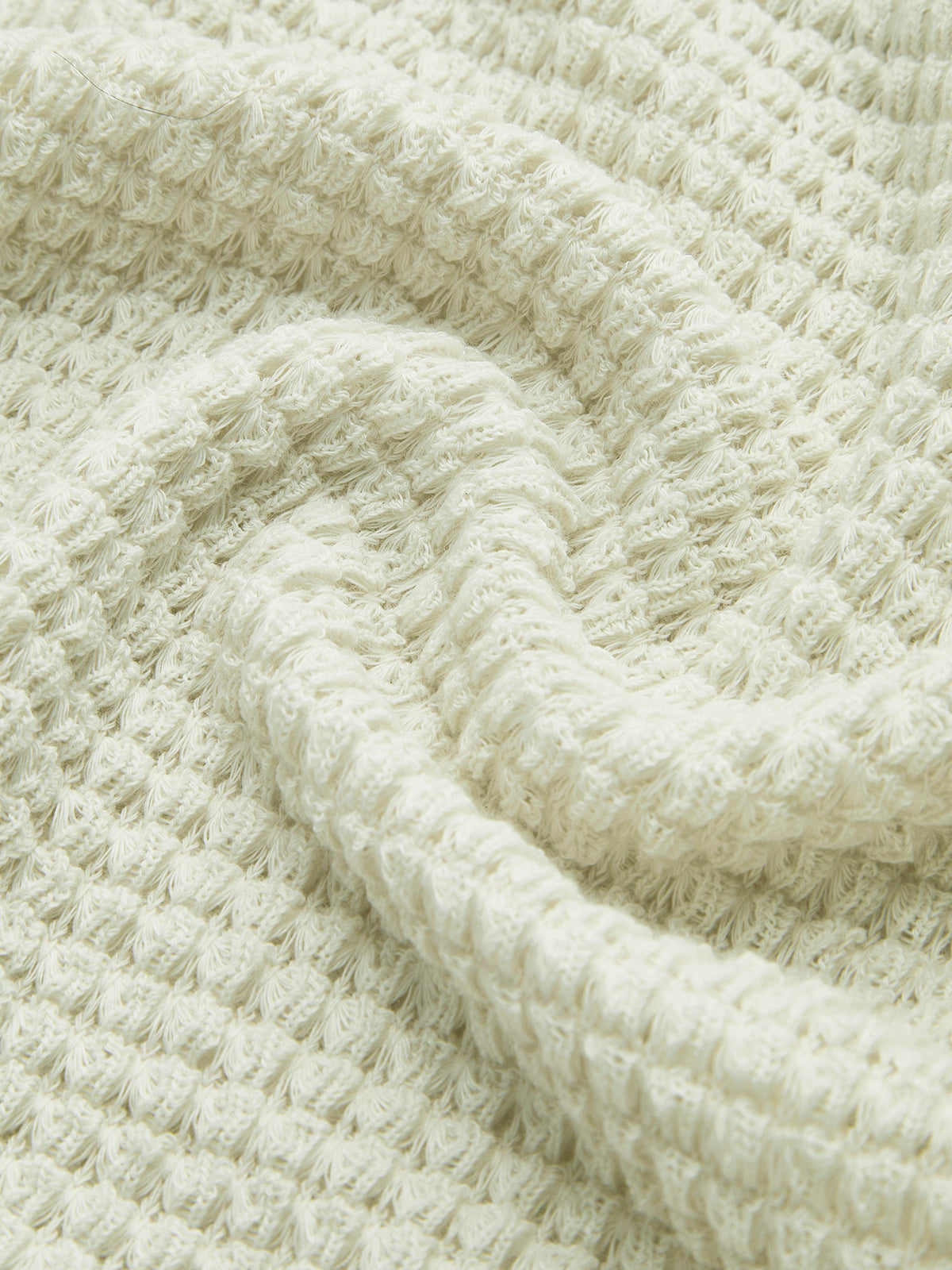 Waffle Knit Slim Fit Crew Neck Top