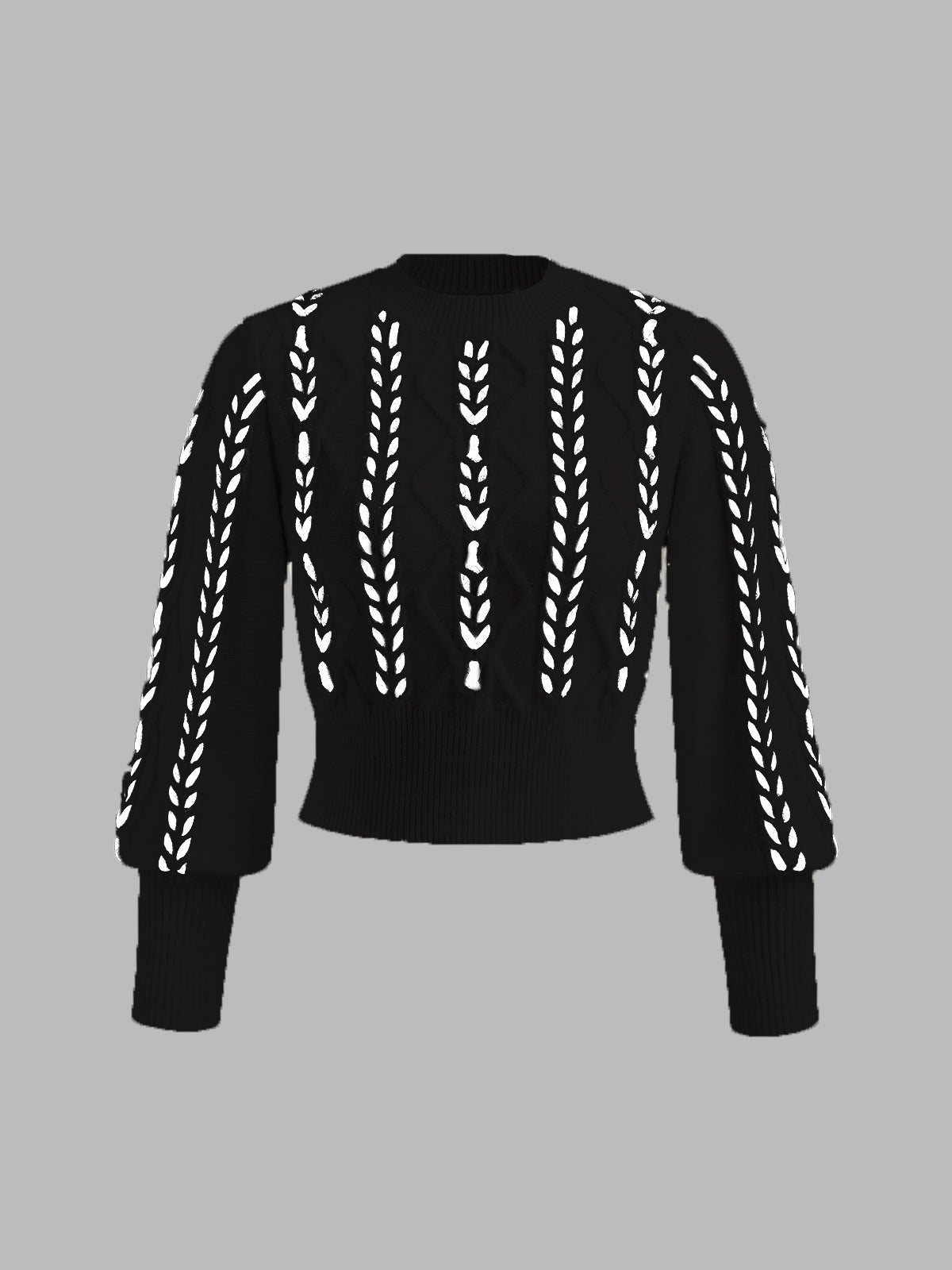 Contrast Trim Cinched Knit Sweater