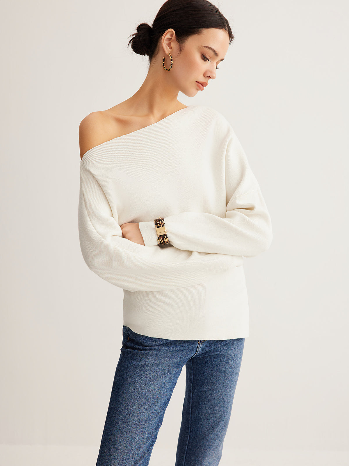 Asymmetric Wool-Blend Knit Pullover