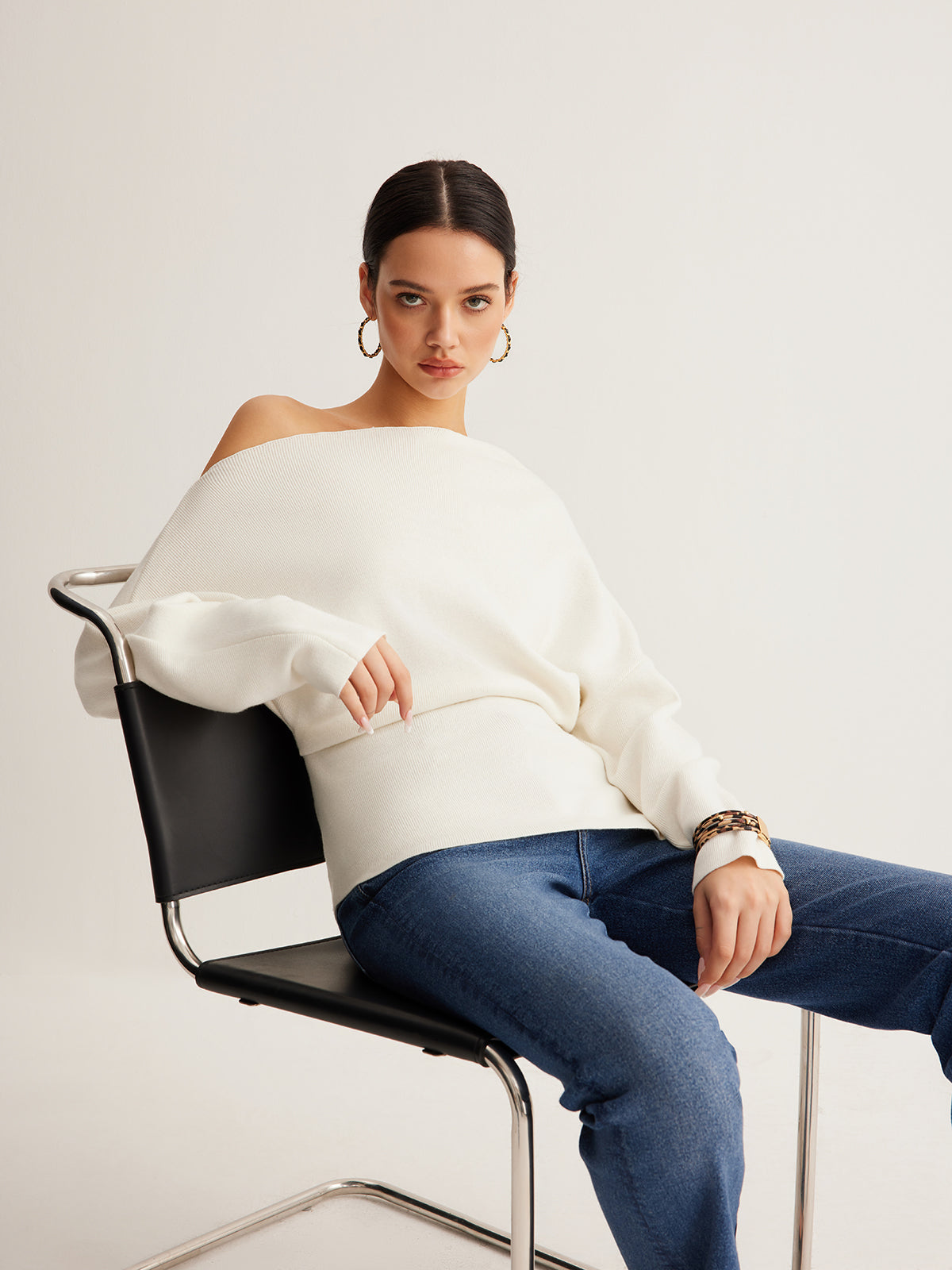 Asymmetric Wool-Blend Knit Pullover