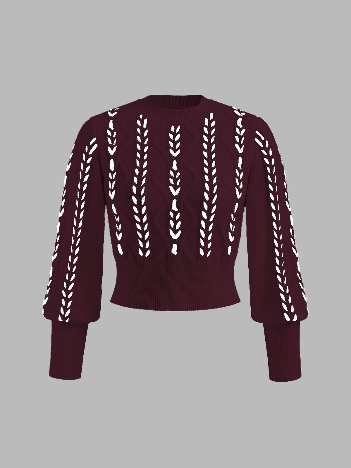 Contrast Trim Cinched Knit Sweater