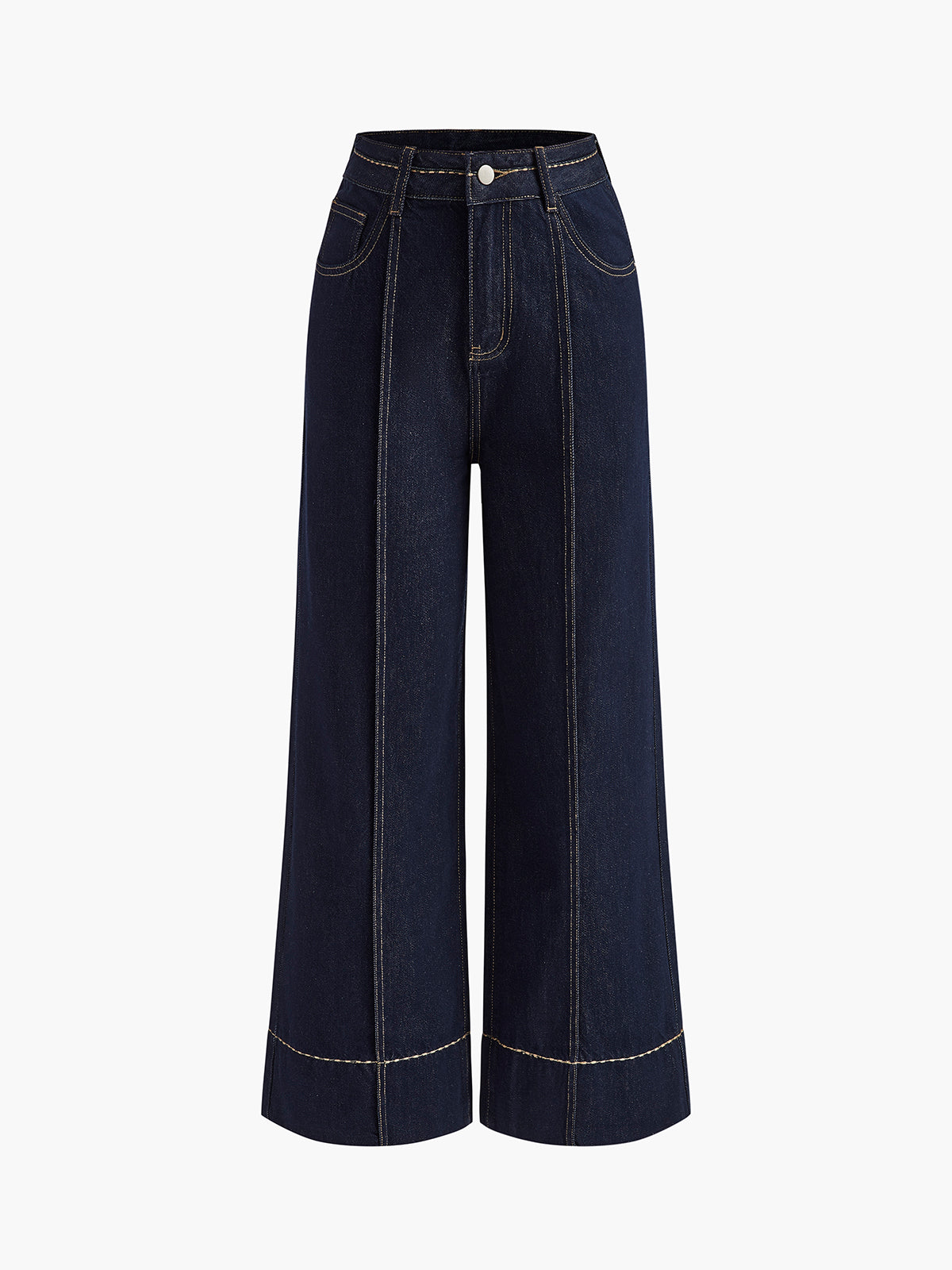 Mid-Waist Relaxed Wide-Leg Denim Jeans