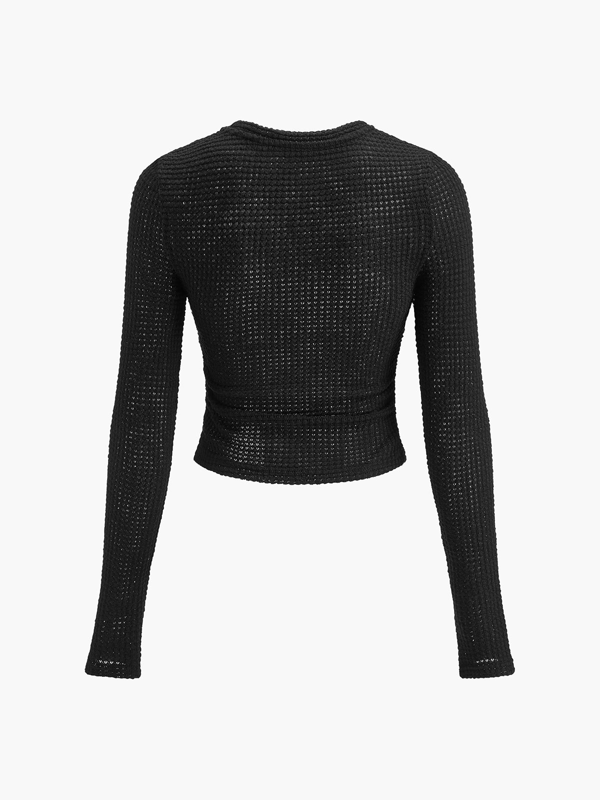 Waffle Knit Slim Fit Crew Neck Top