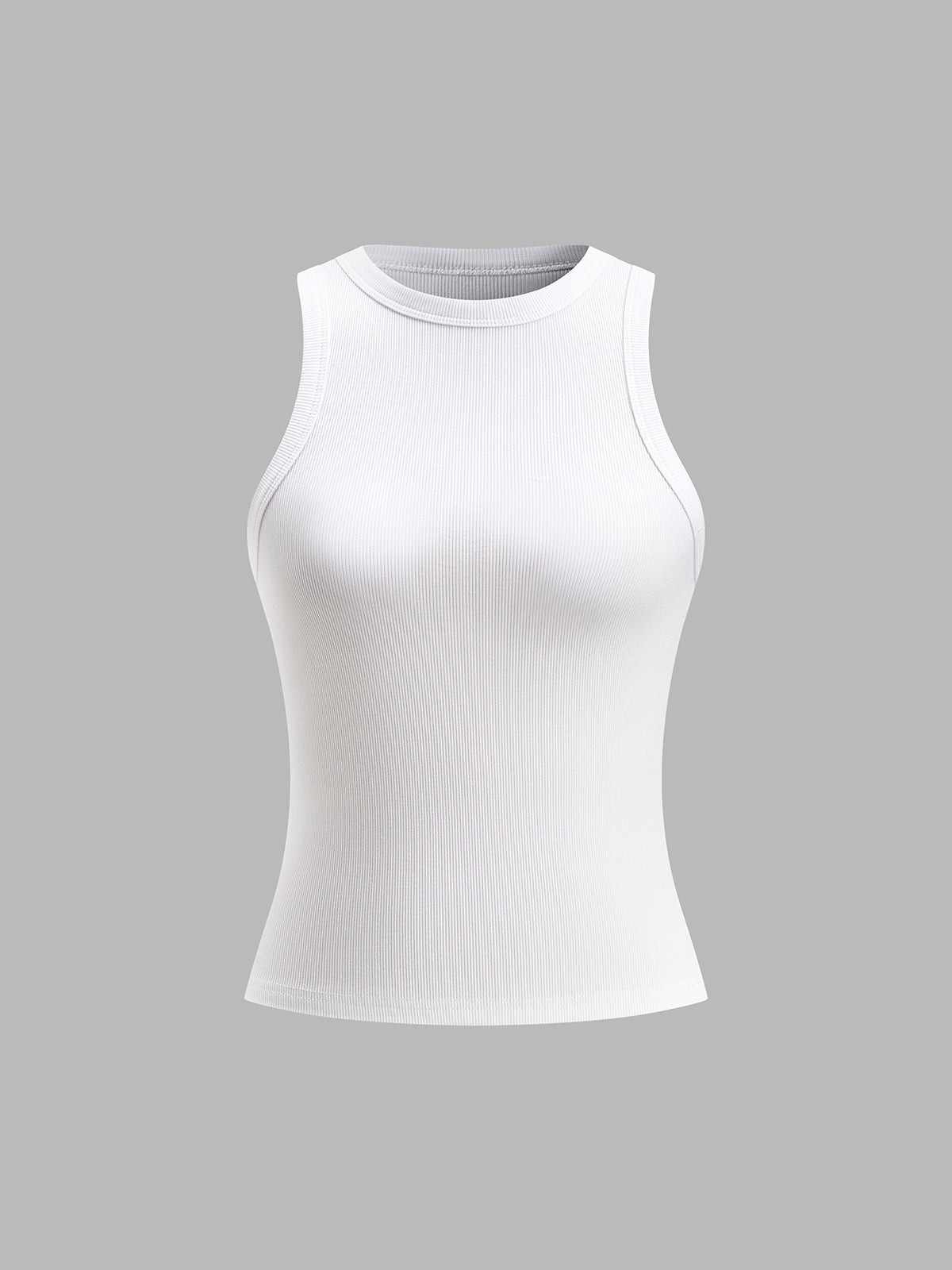 Ribbed Crew Neck Cropped Tank Top