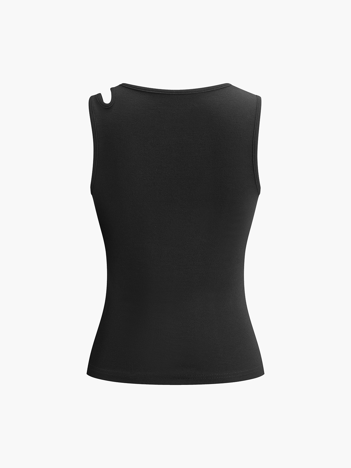 Ribbed Cutout Sheer Knit Tank