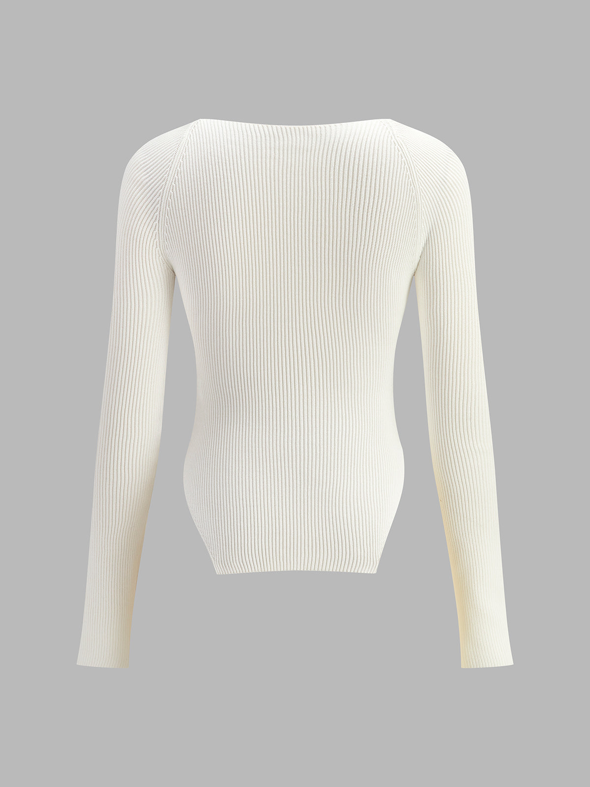 Sweetheart Neck Long Sleeve Fitted Knit Top