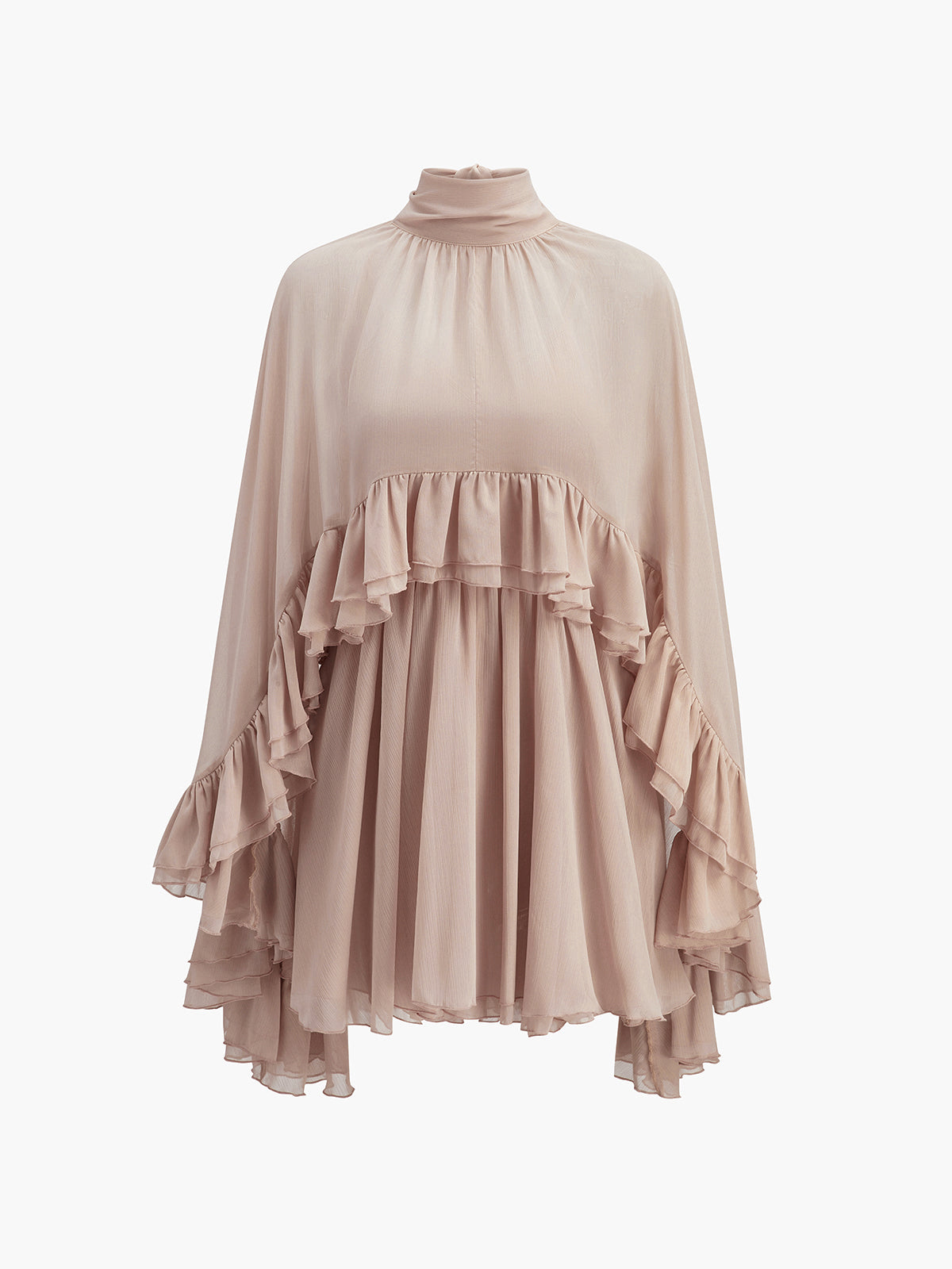 Layered Chiffon Cape Mini Dress