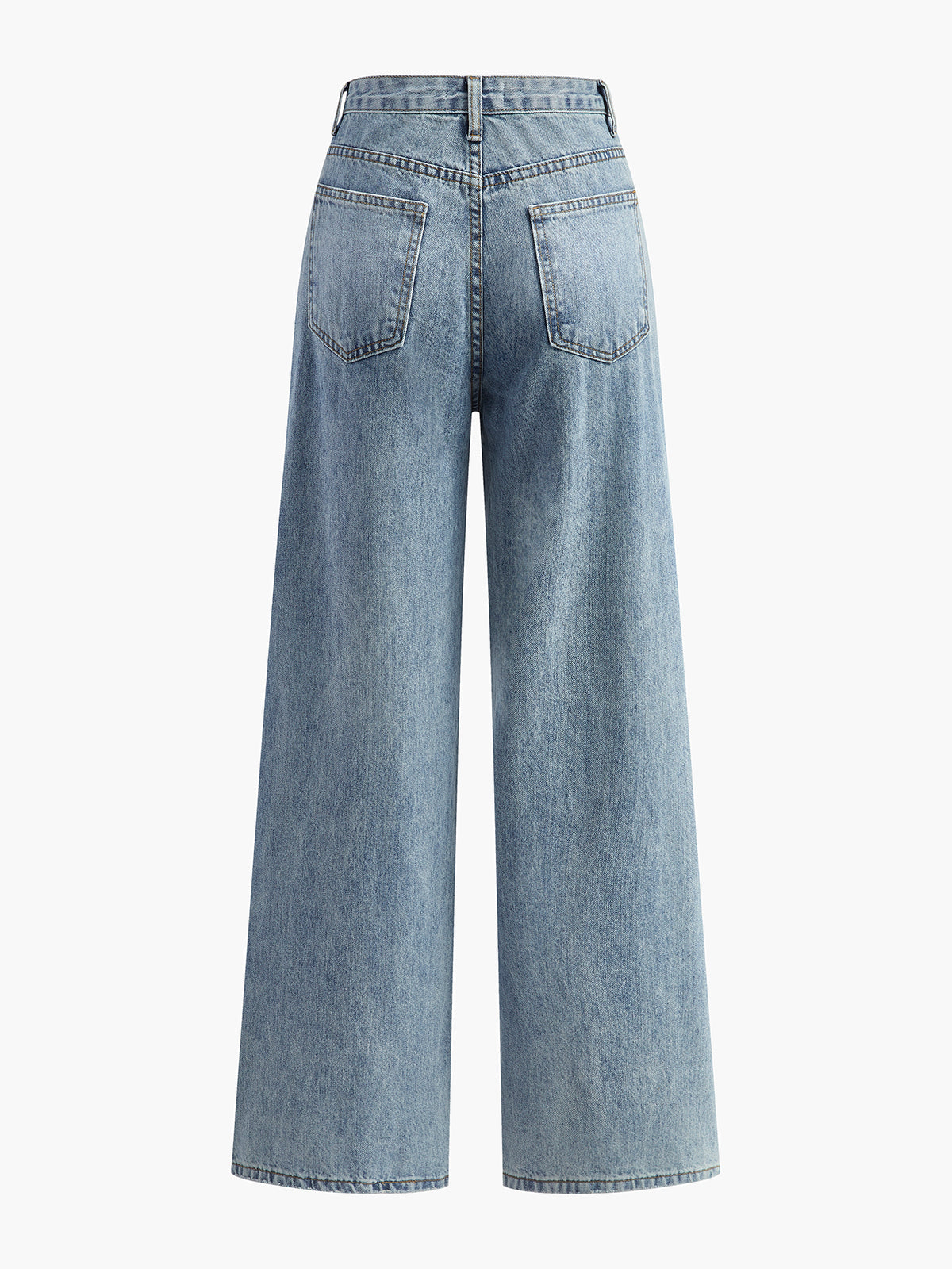 Asymmetric Mid-Rise Wide-Leg Denim Jeans