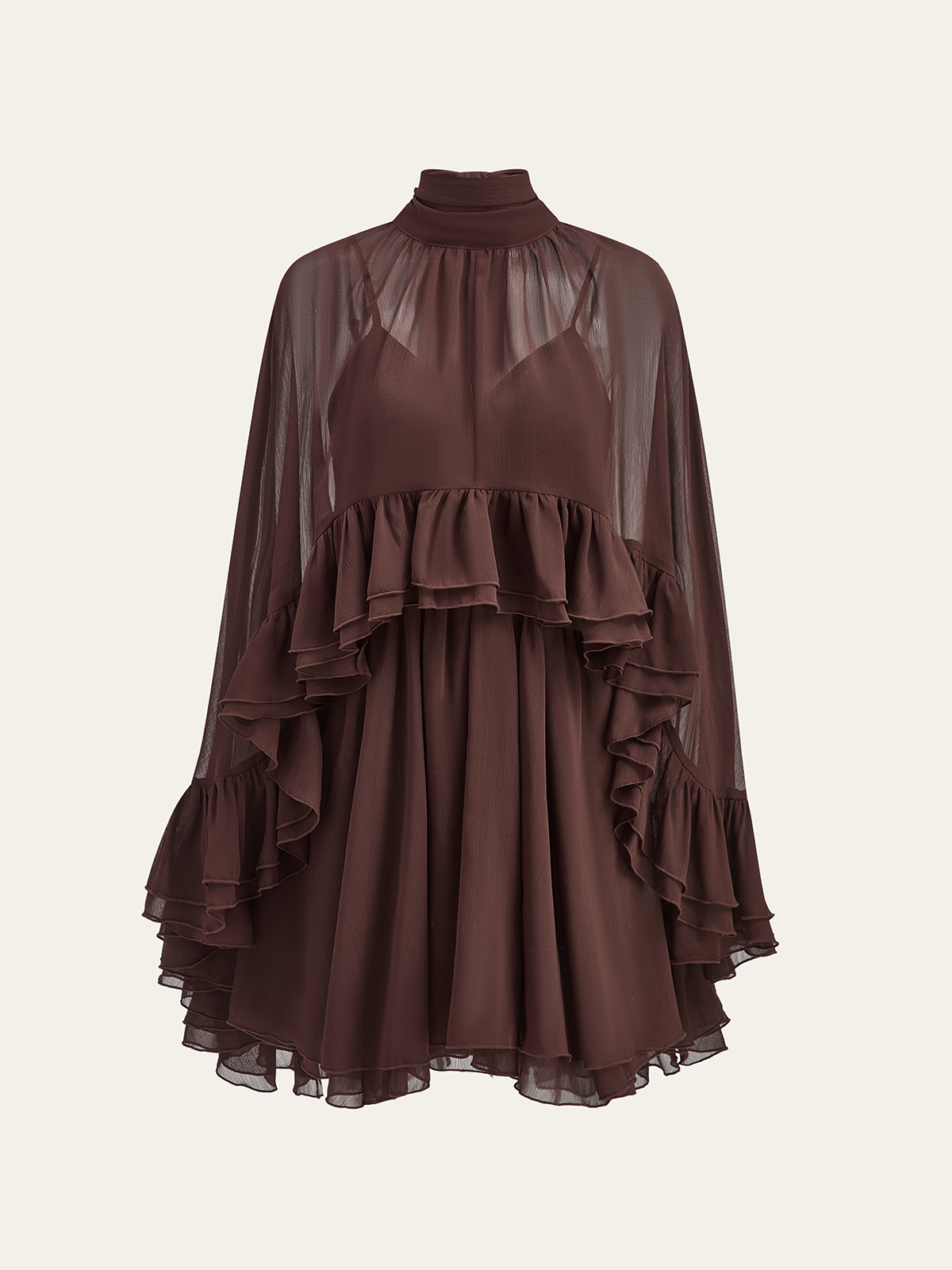 Layered Chiffon Cape Mini Dress