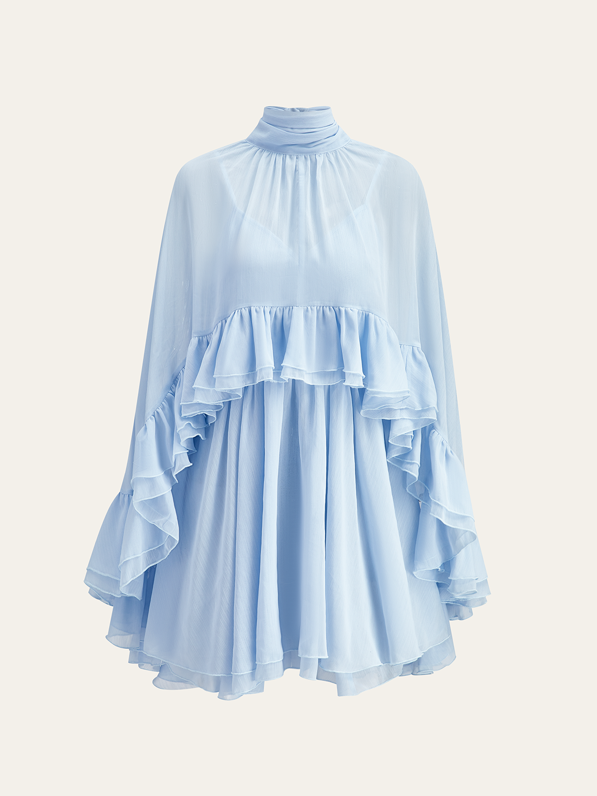 Layered Chiffon Cape Mini Dress