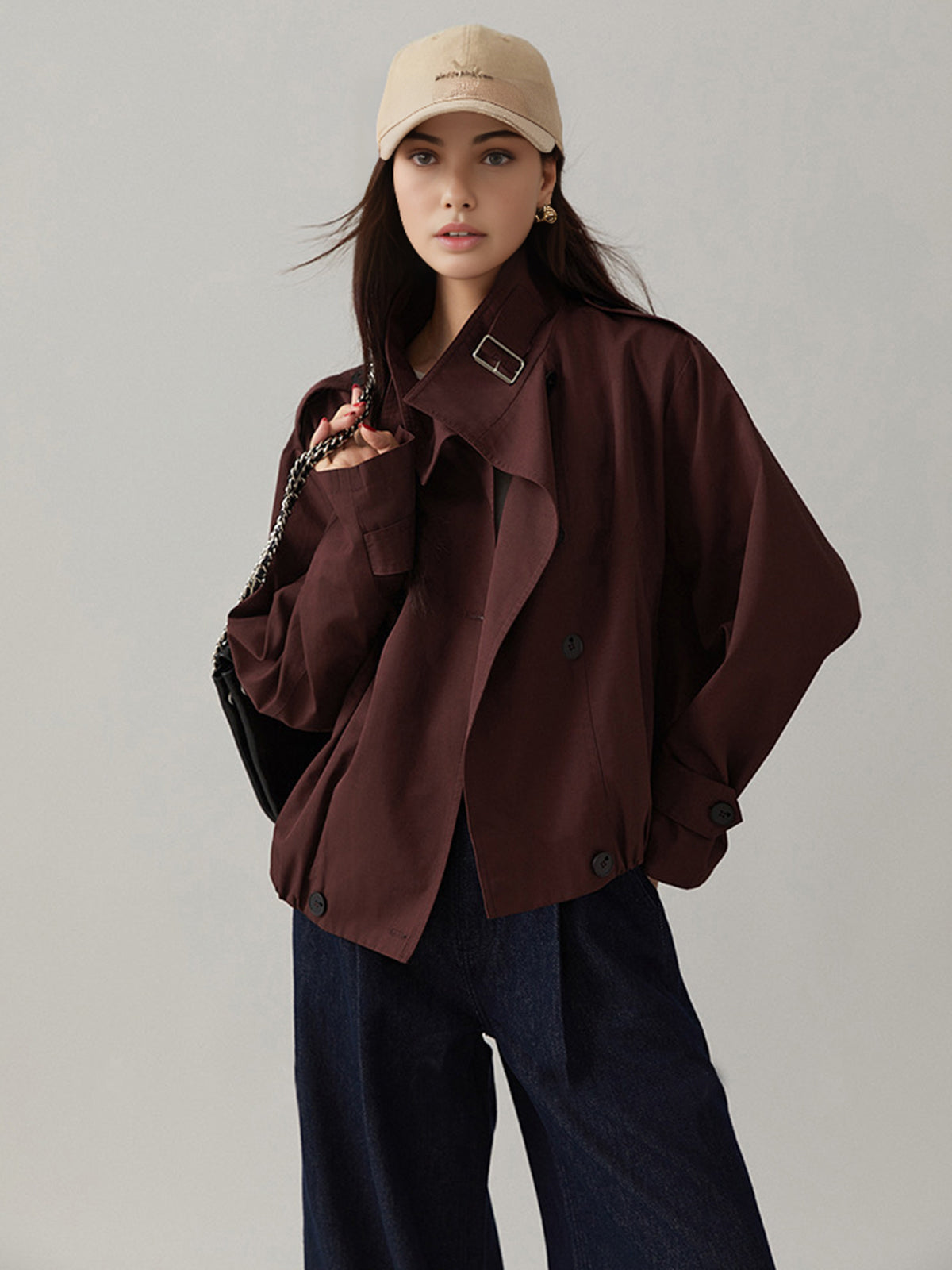 Vintage-Inspired Loose Fit Trench Coat