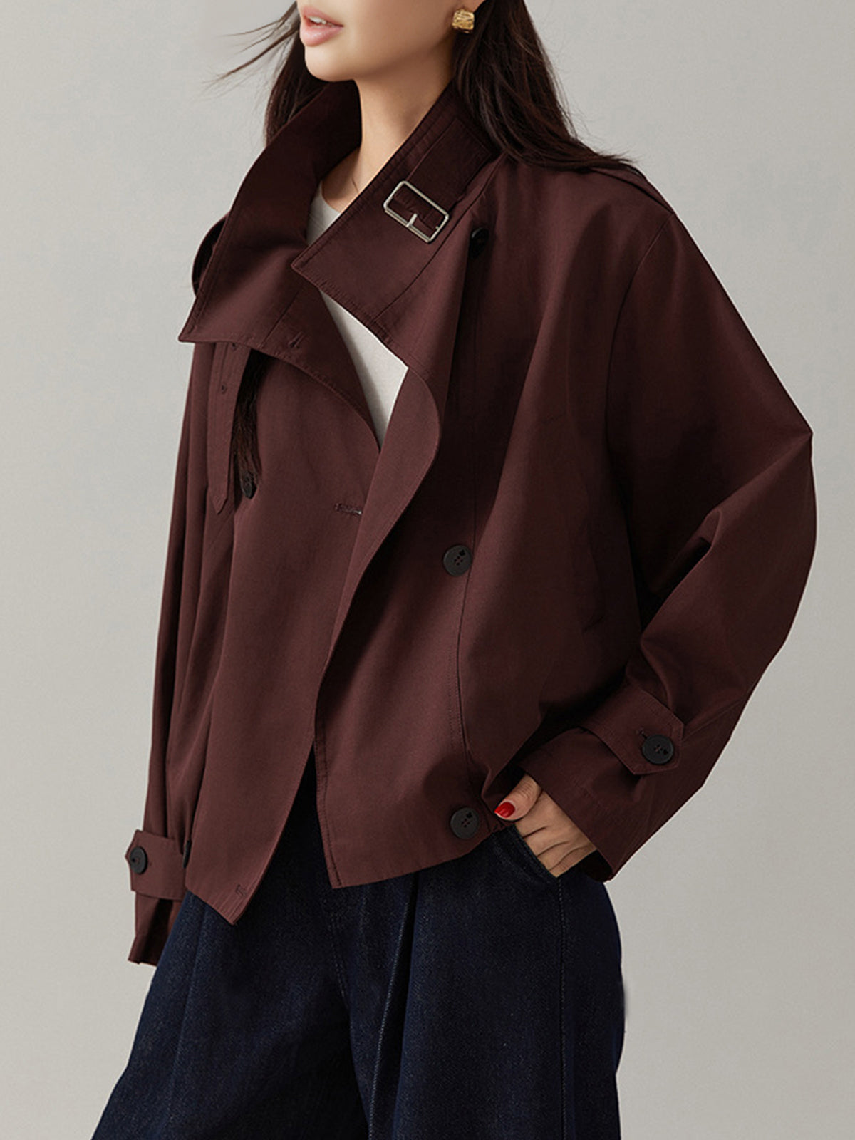 Vintage-Inspired Loose Fit Trench Coat