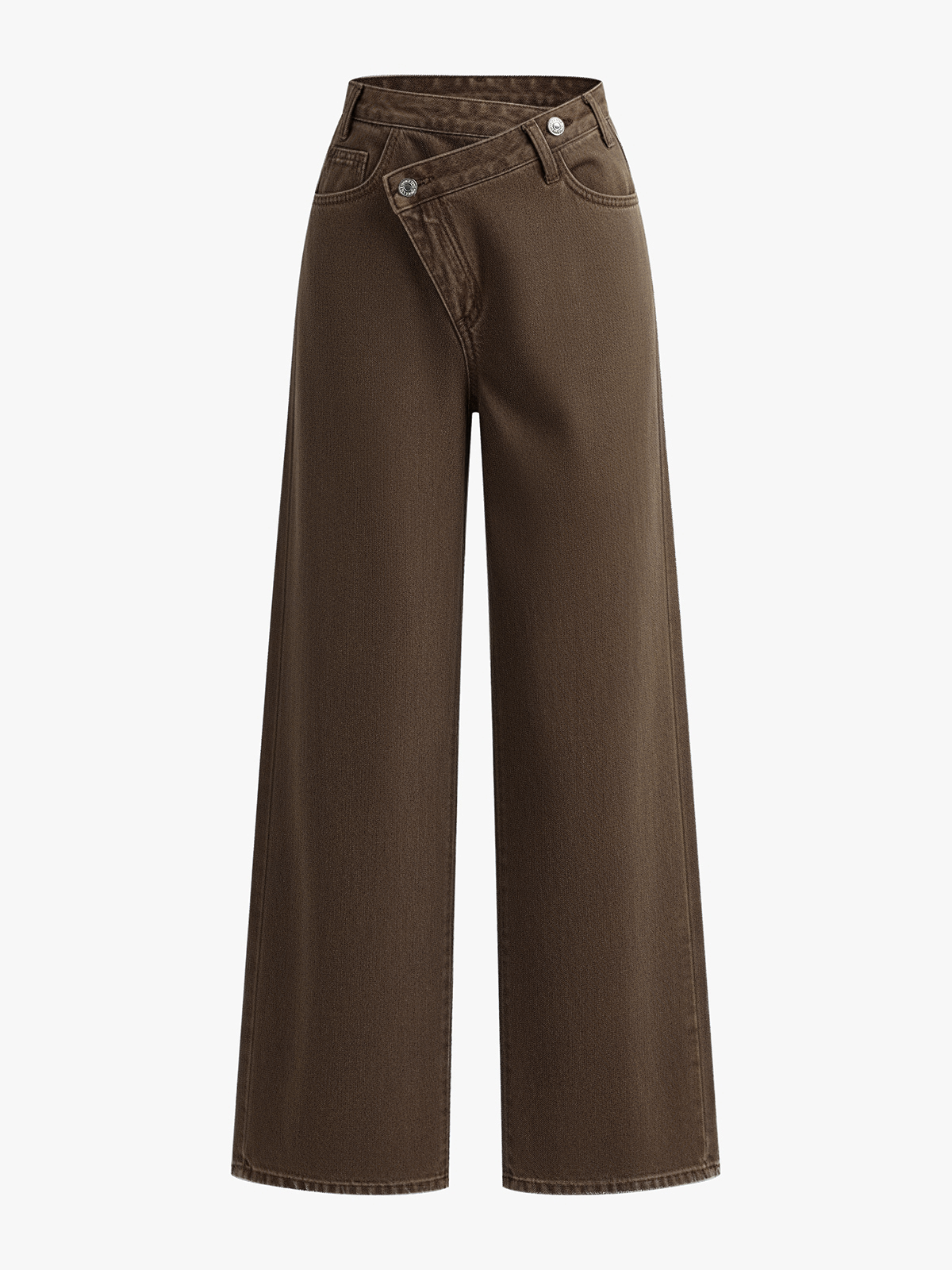 Asymmetric Mid-Rise Wide-Leg Denim Jeans