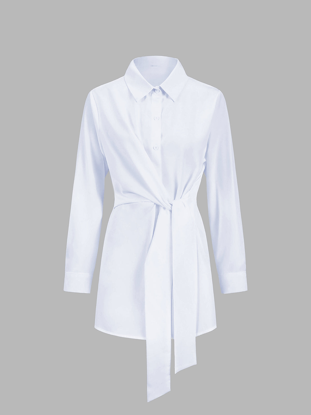 Semi-Sheer Tie Front Longline Shirt