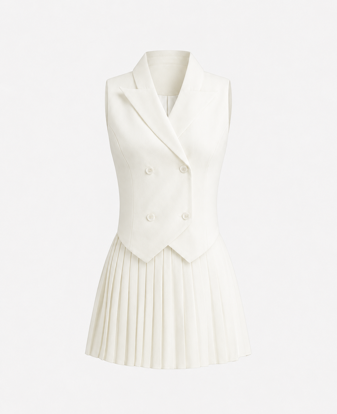 Tailored Vest & Pleated Mini Skirt Set