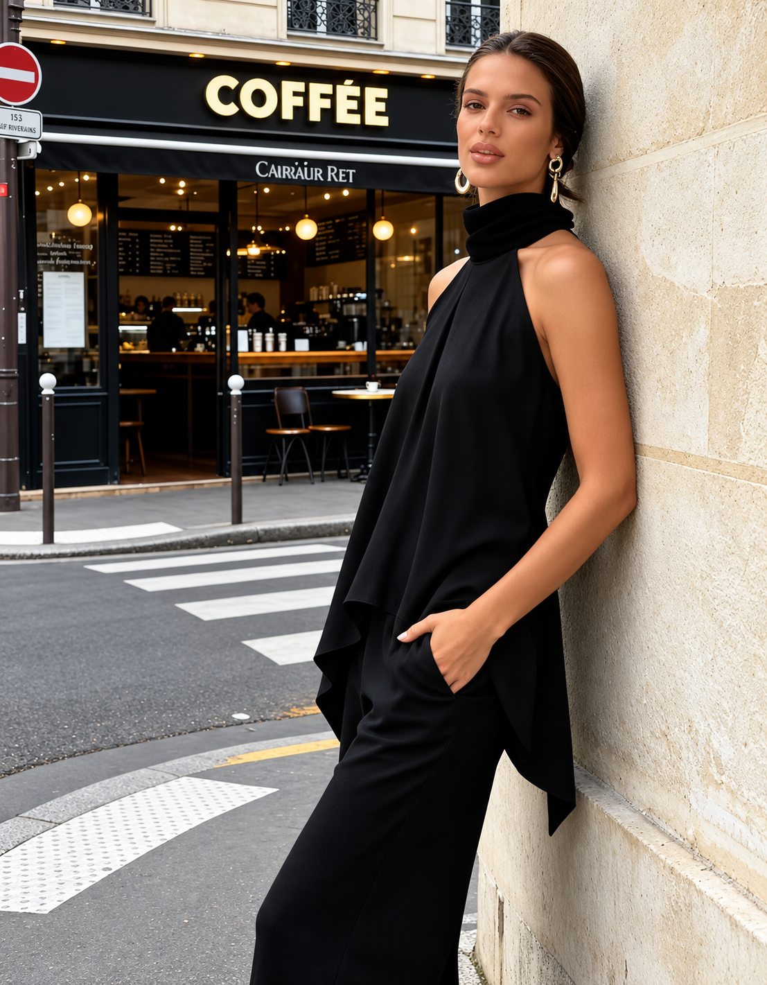 Draped Scarf Sleeveless Top