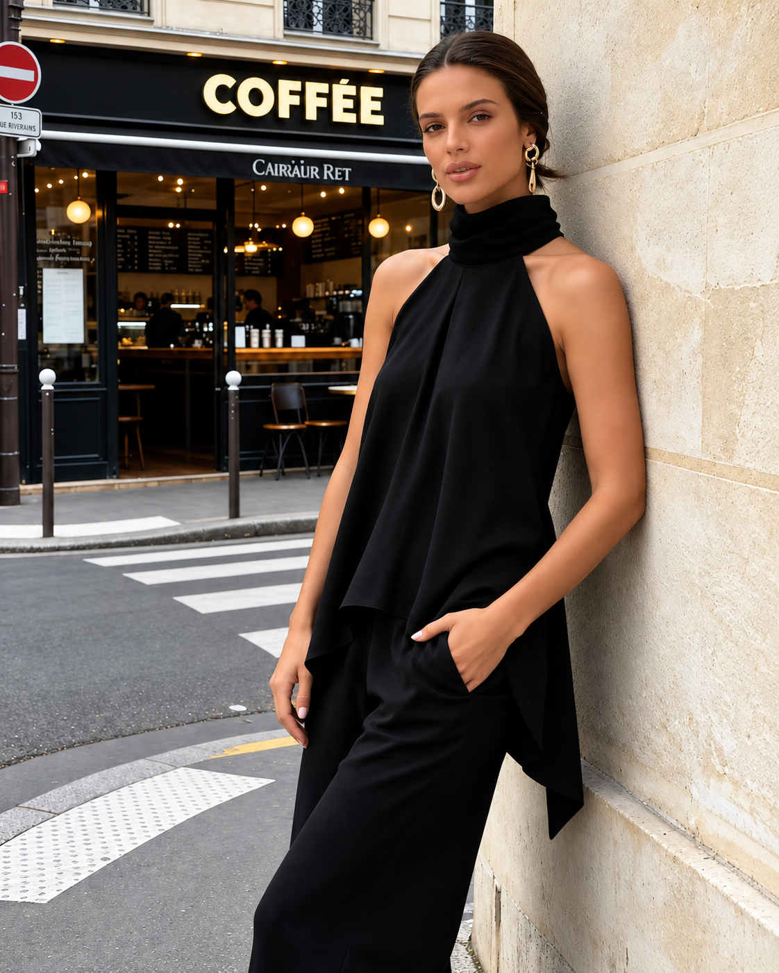 Draped Scarf Sleeveless Top