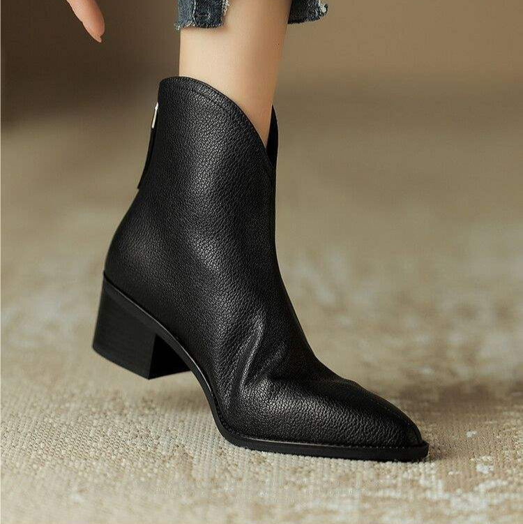 Classic Lace-Up Leather Ankle Boots