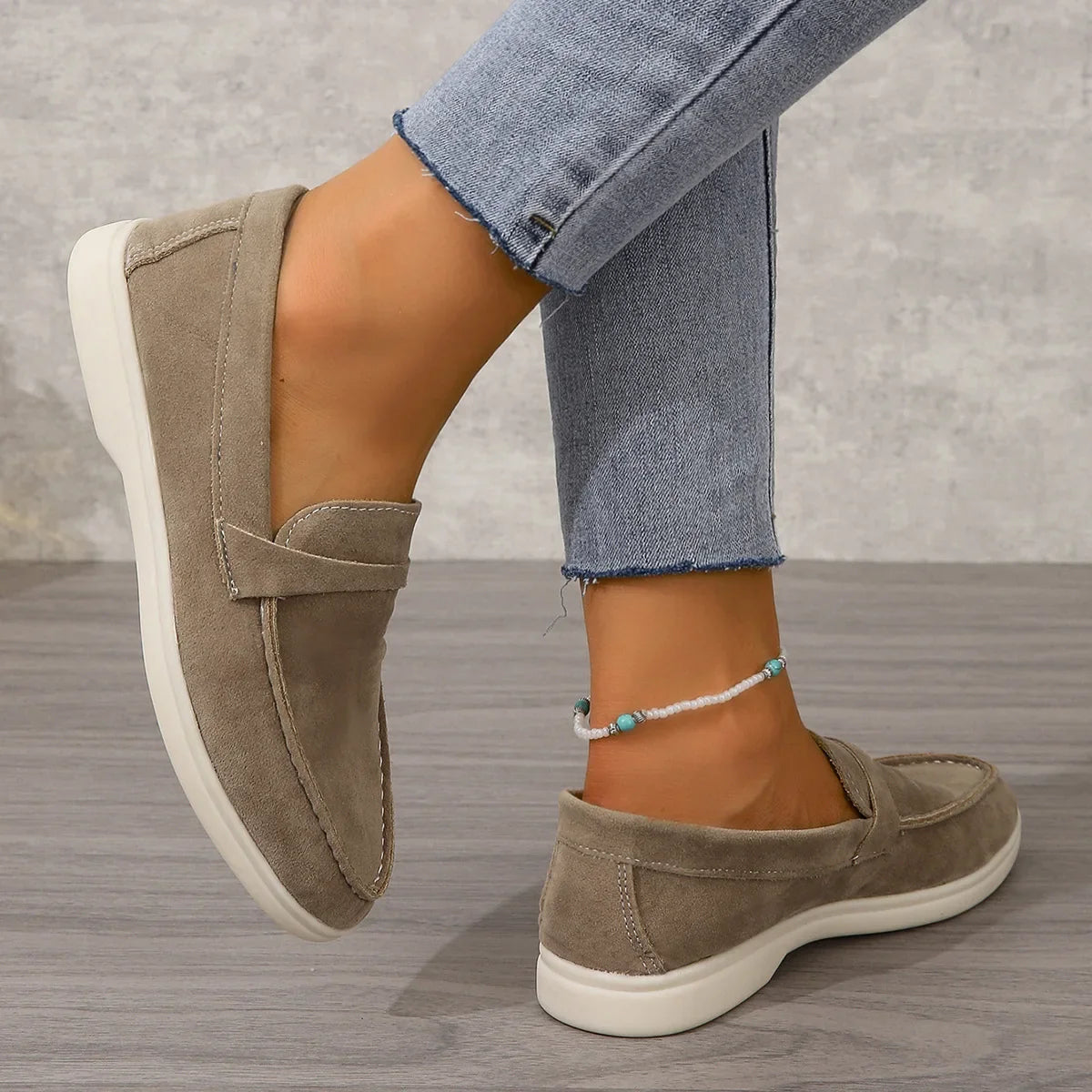 Minimal Suede Penny Loafers with Cushioned Comfort Sole