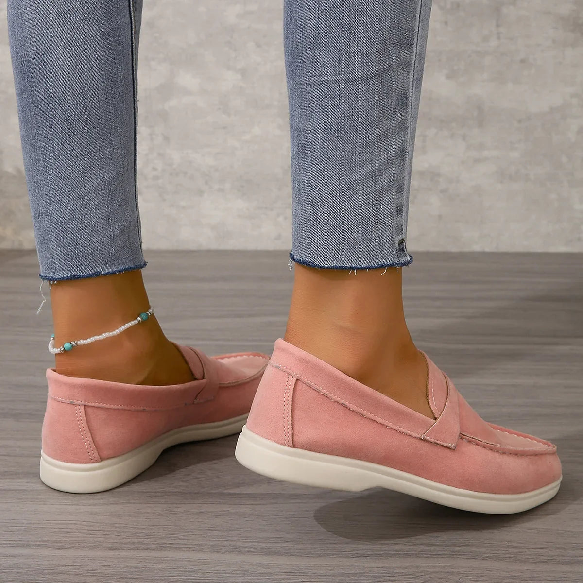Minimal Suede Penny Loafers with Cushioned Comfort Sole