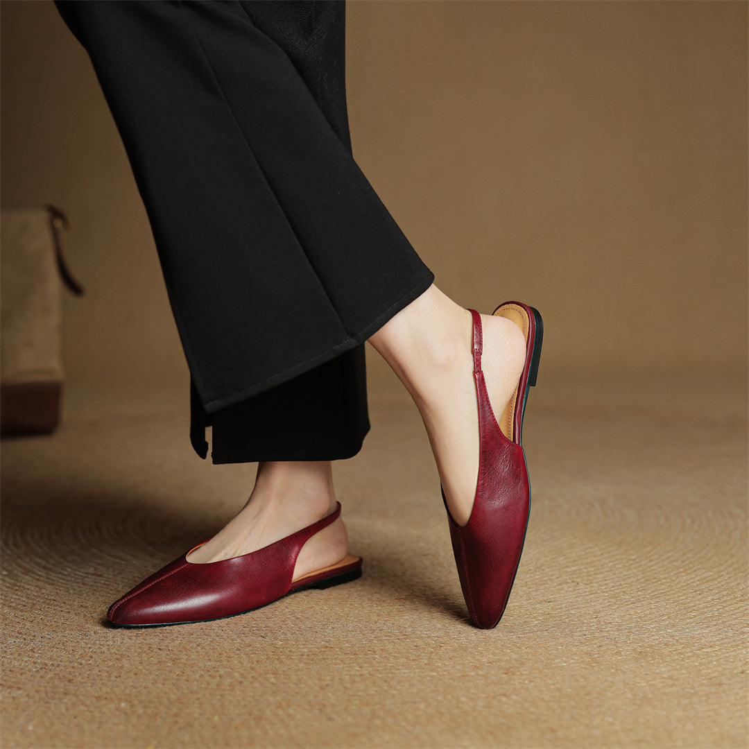 Butter-Soft Leather Slingback Comfort Flats