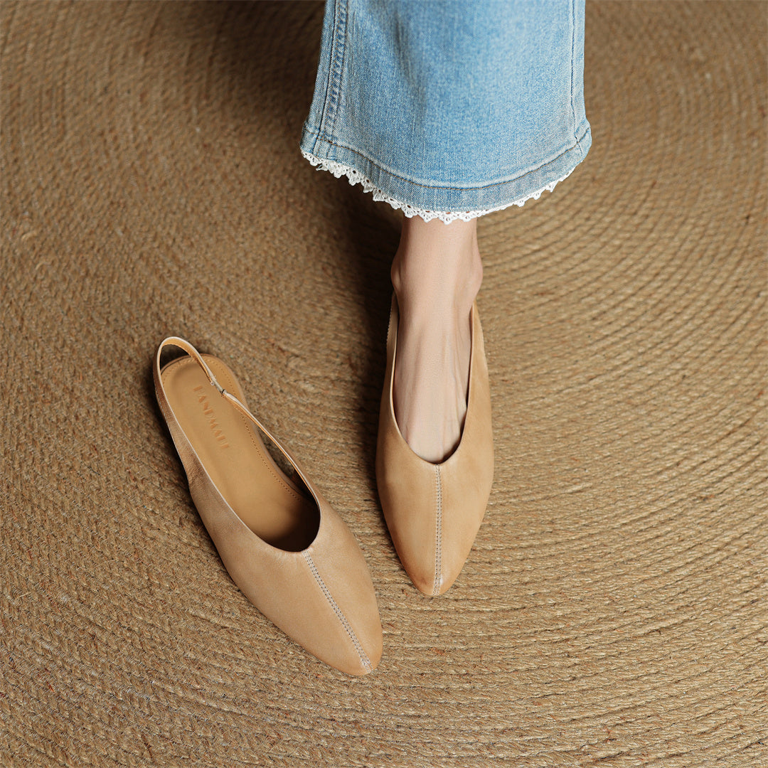 Butter-Soft Leather Slingback Comfort Flats