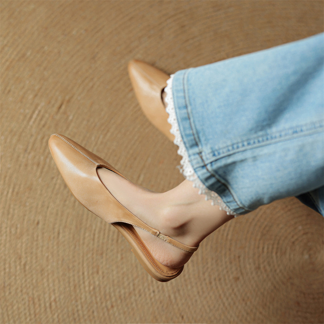 Butter-Soft Leather Slingback Comfort Flats