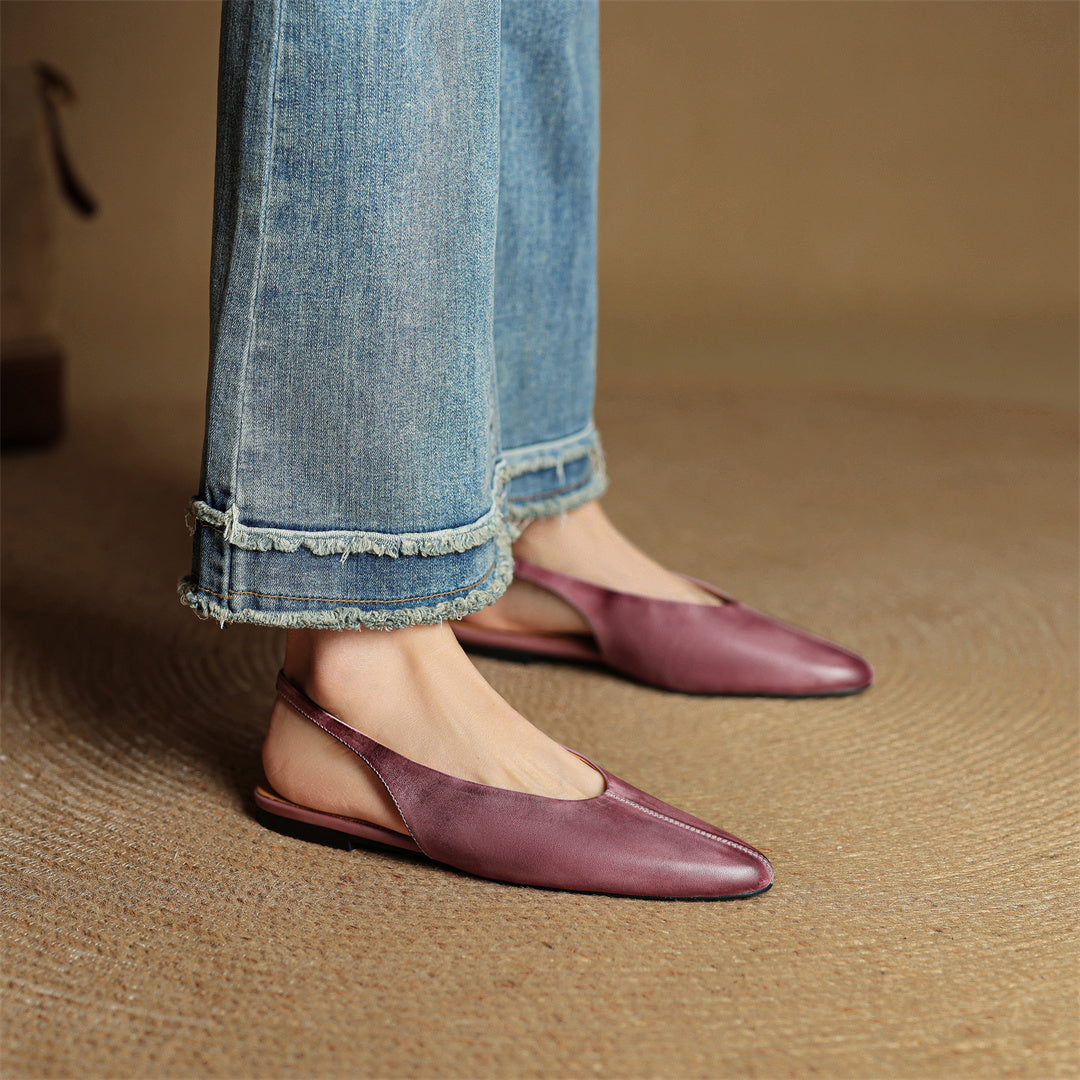 Butter-Soft Leather Slingback Comfort Flats