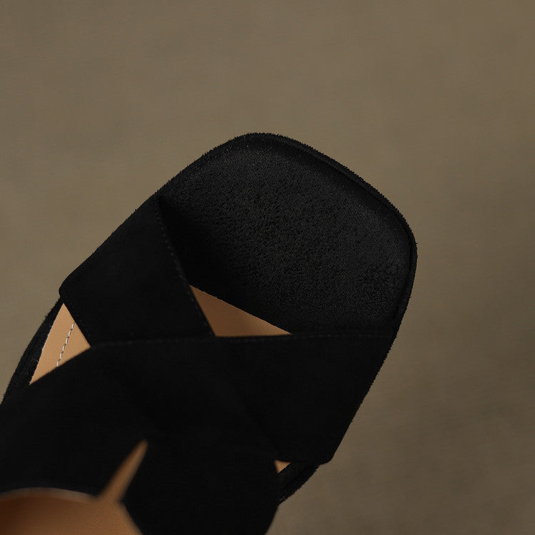 Buttery Suede Block Heel Ankle Strap Sandals