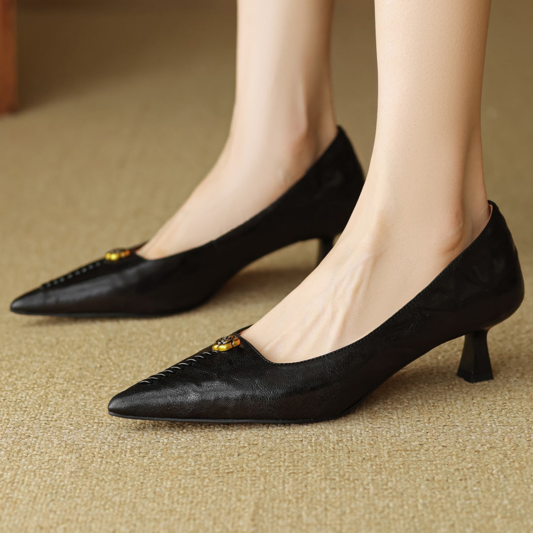Classic Leather Mary Jane Block Heels