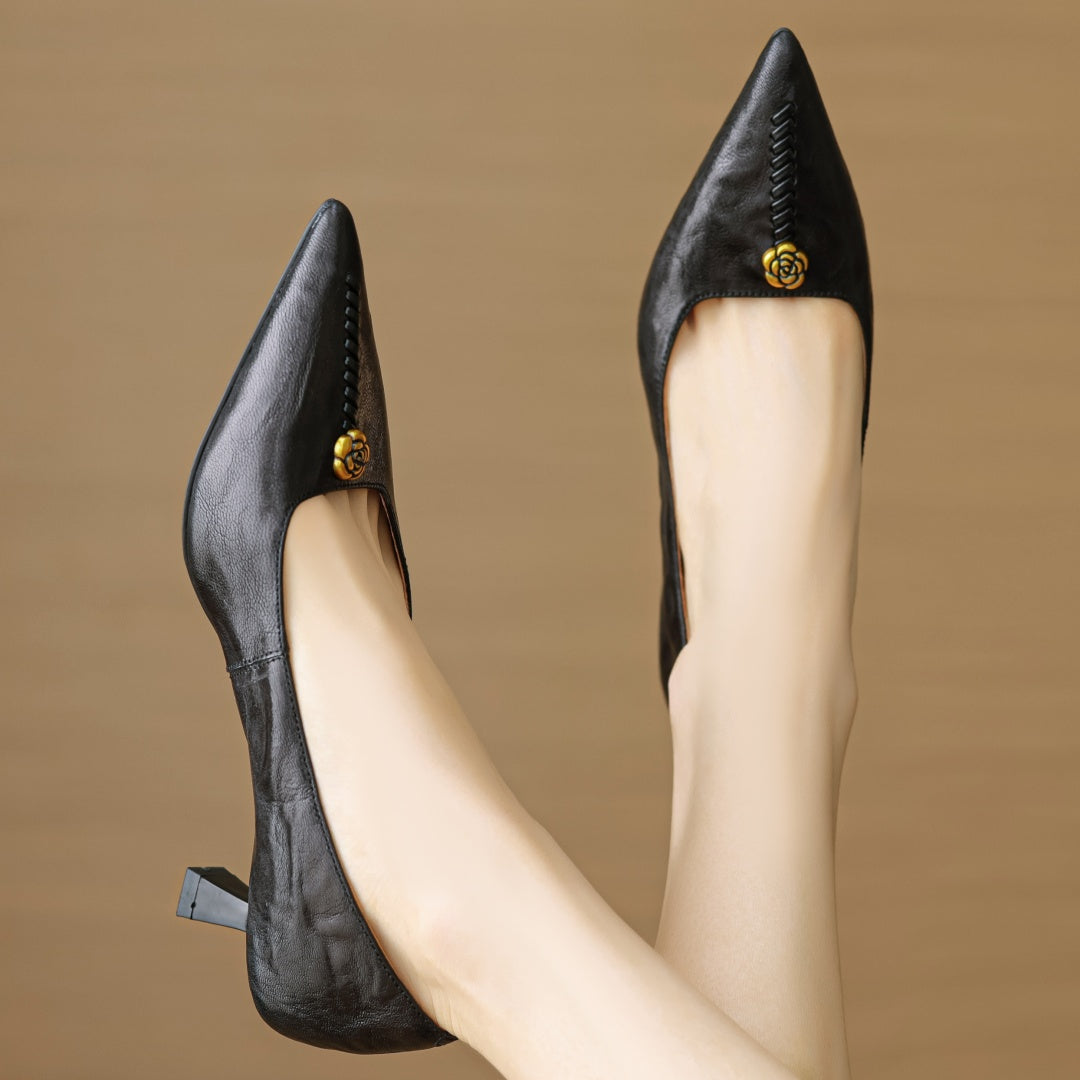 Classic Leather Mary Jane Block Heels