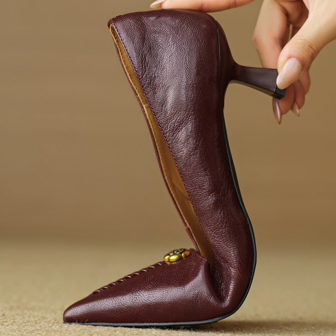 Classic Leather Mary Jane Block Heels
