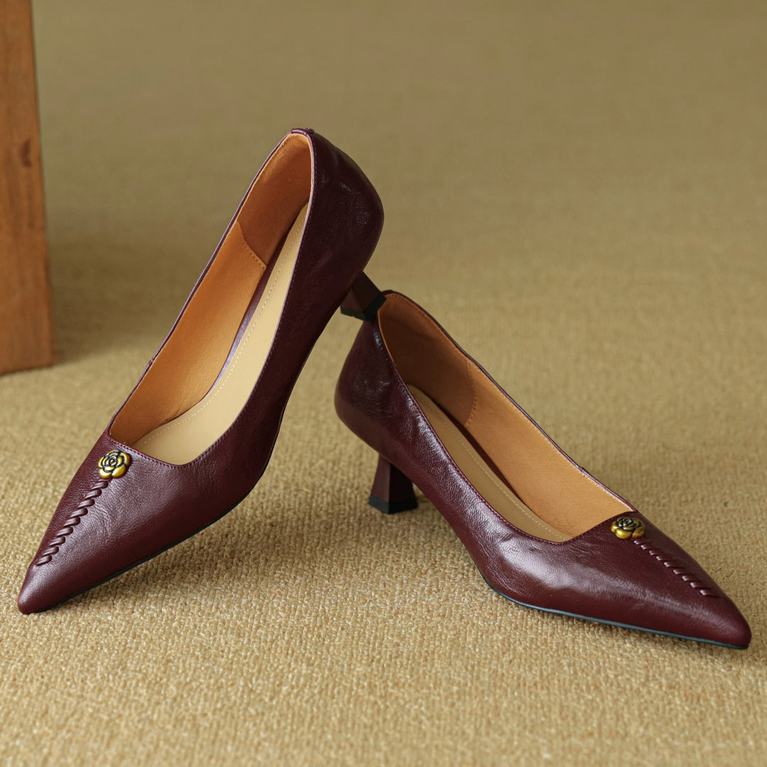 Classic Leather Mary Jane Block Heels
