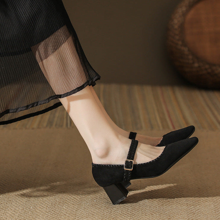 Suede Block Heel Lace-Up Sandals
