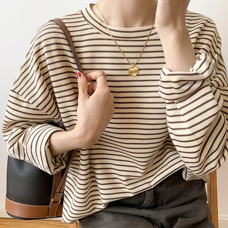 Striped Cotton Button-Up Long Sleeve Shirt