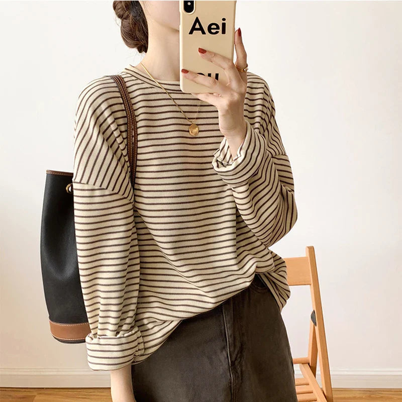 Striped Cotton Button-Up Long Sleeve Shirt