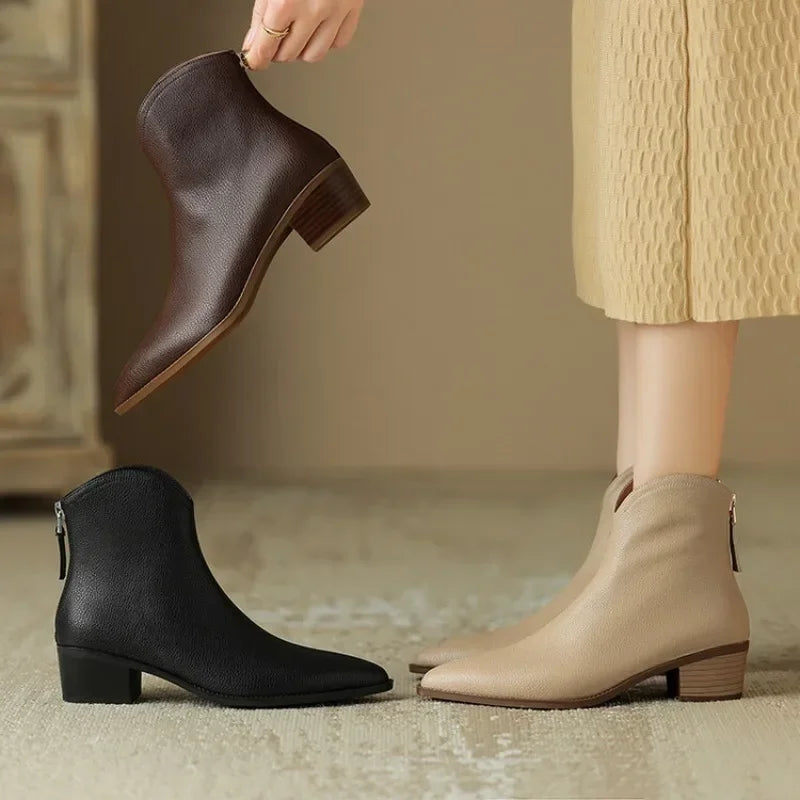 Classic Lace-Up Leather Ankle Boots