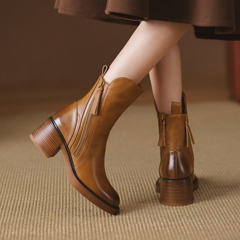 Classic Leather Zip Ankle Boots
