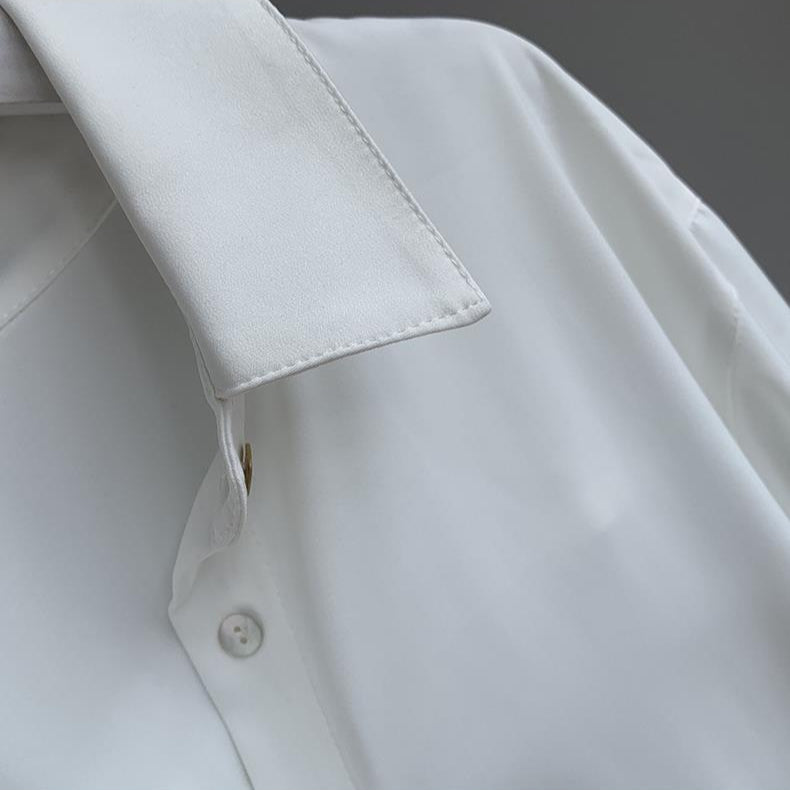 Minimal Draped Button Front Blouse