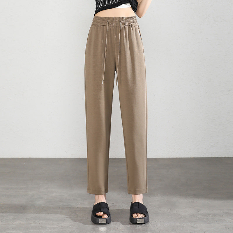 Lace Trim Silk-Blend Pull-On Trousers