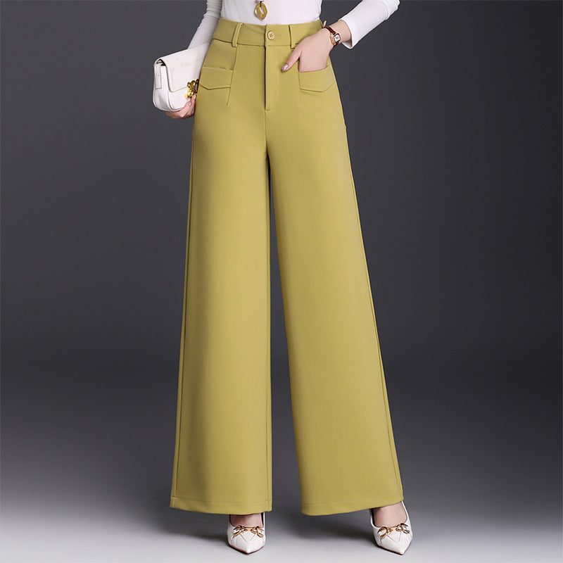 Fluid High-Waist Pleated Wide-Leg Trousers