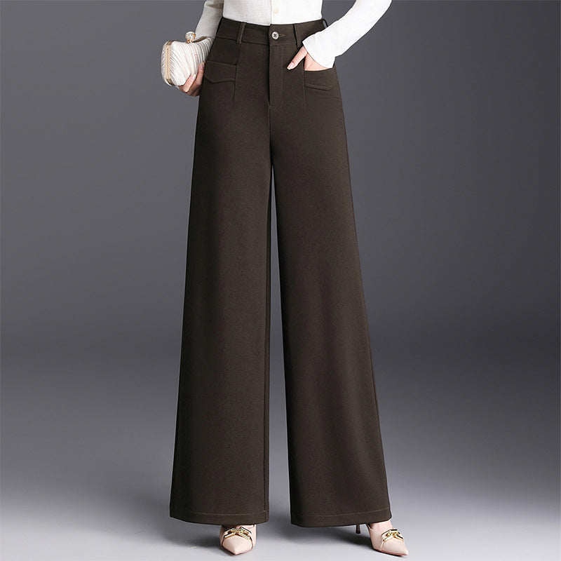 Fluid High-Waist Pleated Wide-Leg Trousers