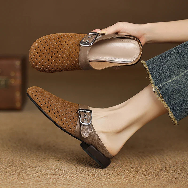 Cushioned Suede Adjustable Strap Clog Sandals